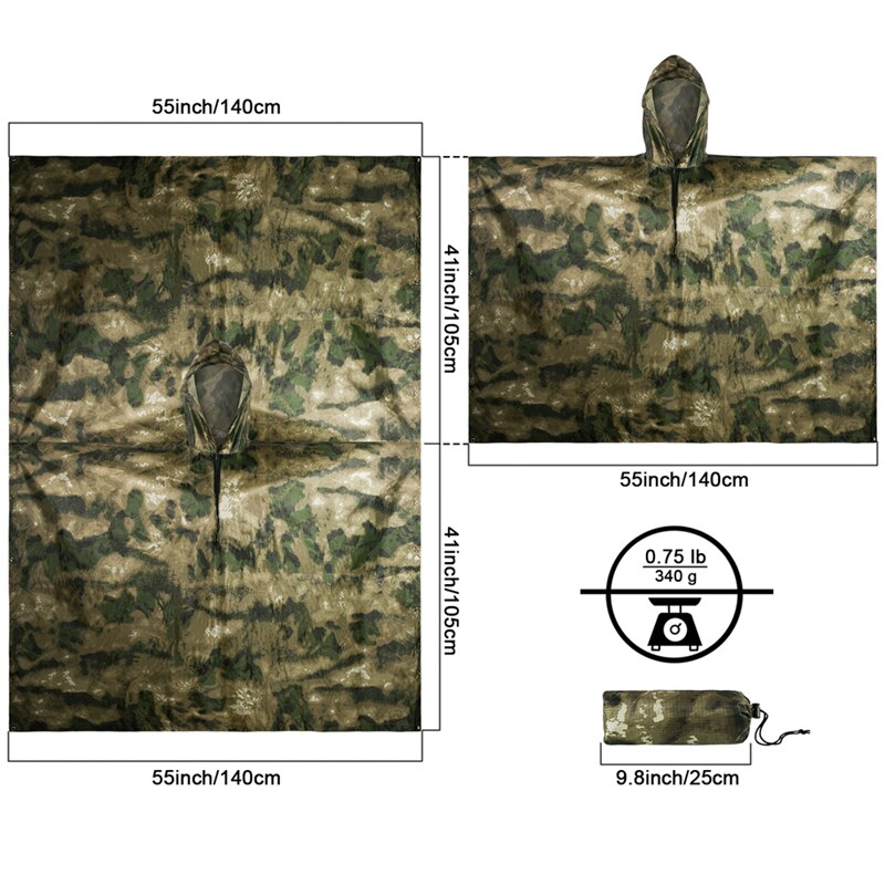 MENFLY ATFG Moss Camouflage Ta - Emergency Poncho Rain review and price